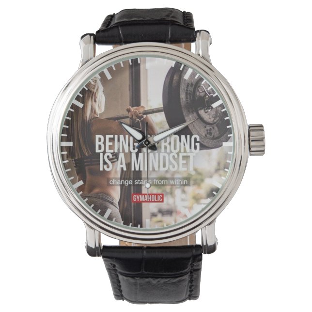 Relógio De Pulso Forte Mindset - Inspiração Malhação feminina (Frente)