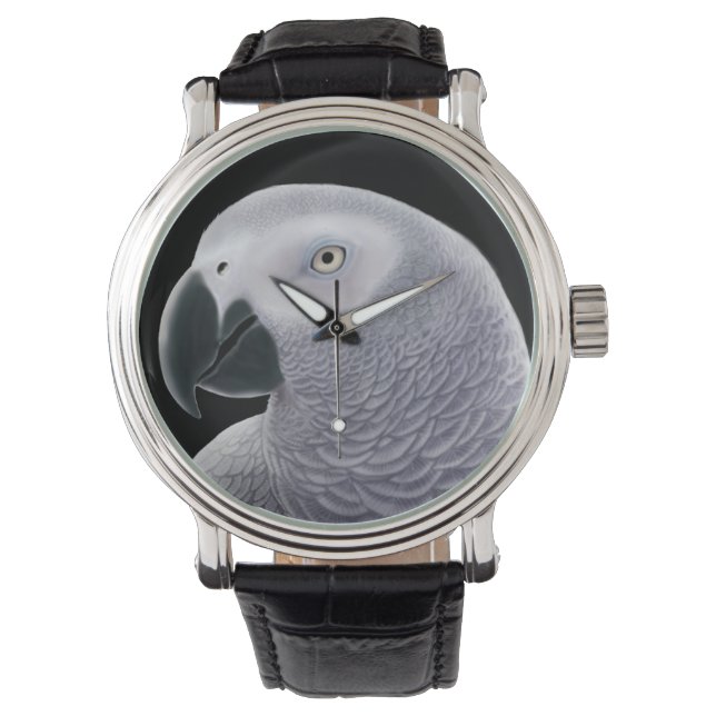 Relógio De Pulso Friendly African Cinza Parrot Watch (Frente)