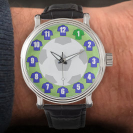 Relógio De Pulso Futebol de futebol Assistente com Camisas Azuis