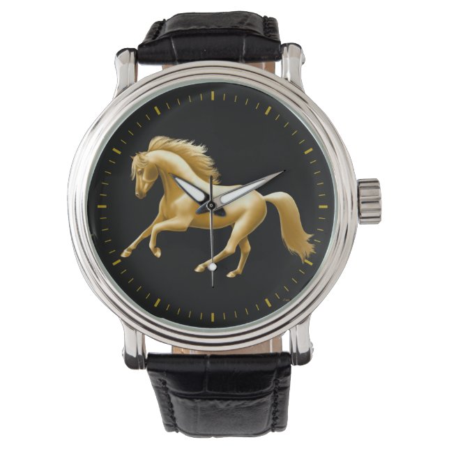 Relógio De Pulso Galloping Ouro Horse Watch (Frente)