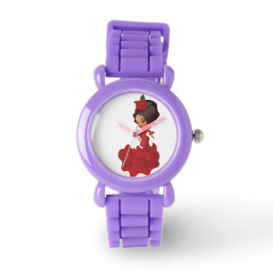 Relógio De Pulso Garota de desenho do Flamenco chibi kawaii