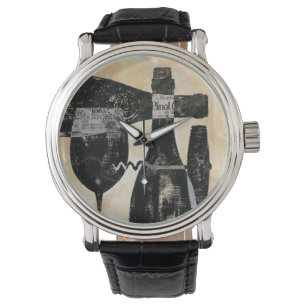 Relógio De Pulso Garrafa de vinho e vidro