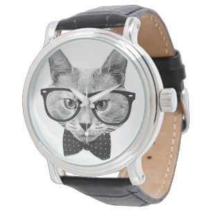 Relógio De Pulso Gato do hipster do vintage