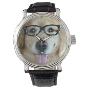 Relógio De Pulso Golden retriever com vidros do nerd