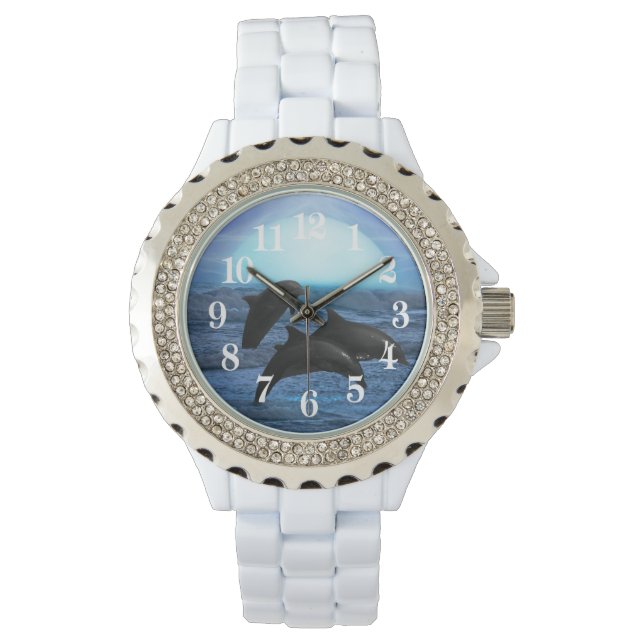 Relógio De Pulso Golfinhos por luar (Frente)