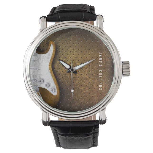 Relógio De Pulso Guitarra Elétrica legal Grunge Metal Personalizada (Frente)