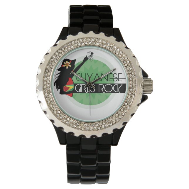 Relógio De Pulso Guyana Girl Black Rhinestone e Watch (Frente)
