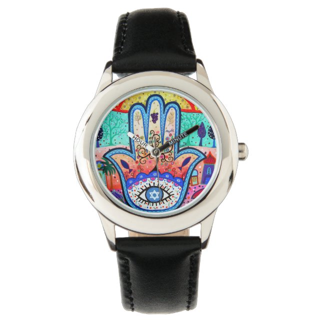Relógio De Pulso Hamsa Mau Eye Judaica Watch (Frente)