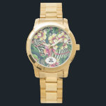 Relógio De Pulso Hawaiian Bold Plumeria Bright Floral Personalizado<br><div class="desc">Plumeria tropical monograma floral para ela. Personalize-o ou personalize-o ainda mais se você precisar adicionar texto,  alterar o layout,  fonte,  cor da fonte,  tamanho da fonte..etc. Clique no botão "personalizar" para obter todas as opções de edição.</div>