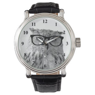 Relógio De Pulso Hipster   coruja engraçada com foto de óculos