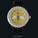 Relógio De Pulso Honeybee Honeycomb Francês Bee Bumblebee Personali<br><div class="desc">Este lindo relógio de abelha de mel mostra uma abelha bonito sobre um fundo brilhante de favos de mel. A abelha amarela e preta tem asas branco-azuis fofoqueira. O fundo é um padrão bonito de colmeia de colmeia. A abelha ganha vida e parece alcançar diretamente da design, suas asas se...</div>
