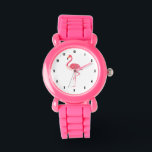 Relógio De Pulso Ilustração de Flamingo Cor-de-Água Rosa<br><div class="desc">Simples e fofo ilustração com aquarelas flamingas. Números pretos.</div>