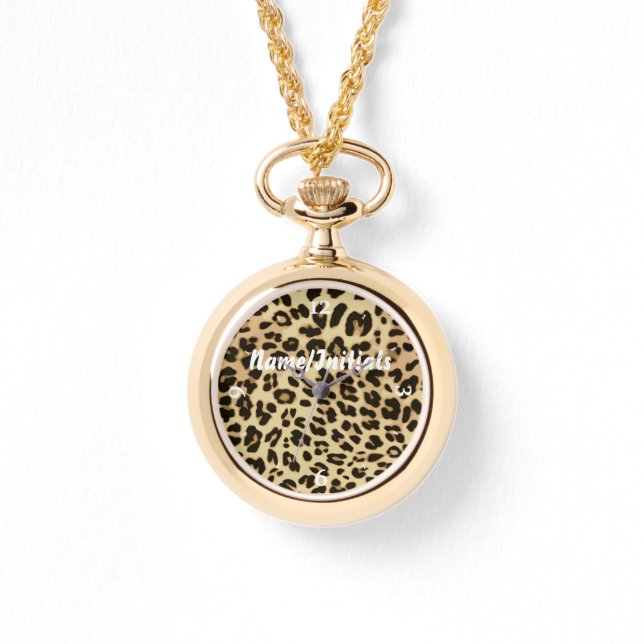 Relógio De Pulso Impressão Animal Leopardo na moda Monograma (Frente)