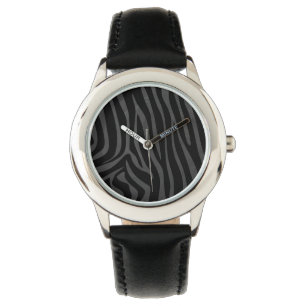 Relógio De Pulso Impressão de Zebra Black e Cinza
