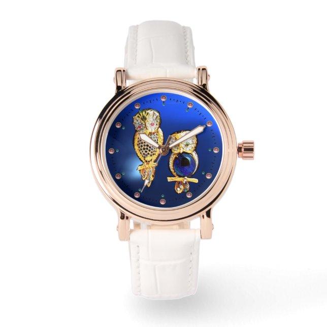 RELÓGIO DE PULSO JEWEL OWLS EM AZUL (Frente)