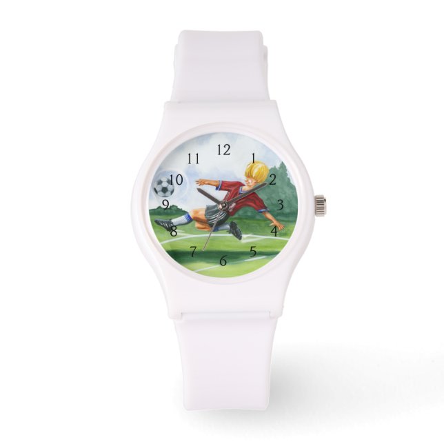 Relógio De Pulso Jogador de futebol picando uma bola por Jay Throck (Frente)