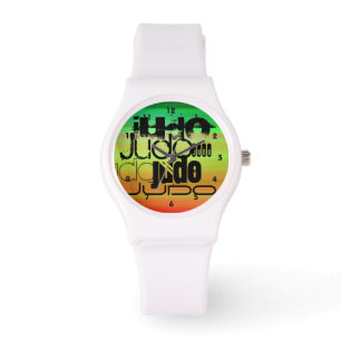 Relógio De Pulso Judo; Verde, alaranjado vibrantes, & amarelo