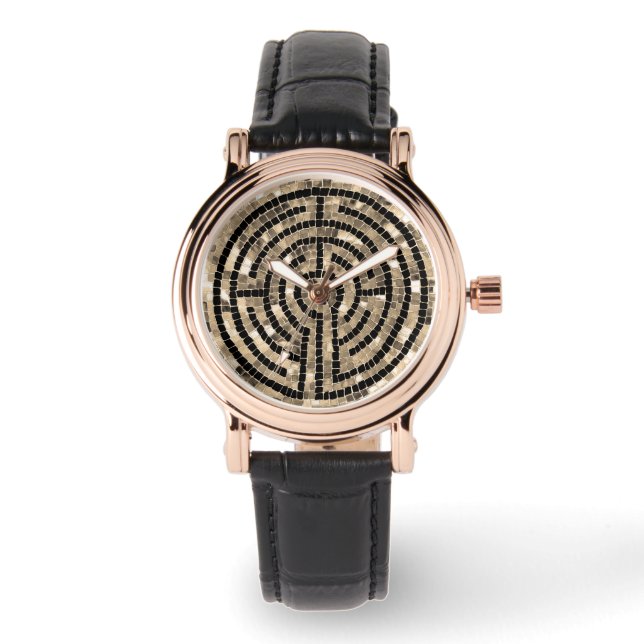 Relógio De Pulso LABYRINTH V Perfect Square Black Leather Watch (Frente)