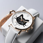 Relógio De Pulso Lady Cat<br><div class="desc">Silhueta de cabeça de gato "Lady Gato" design em letra de guião fofa e um pequeno coração de ouro.</div>