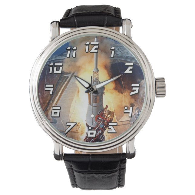 Relógio De Pulso Lançamento do foguete Apollo 11 Lua Landing (Frente)