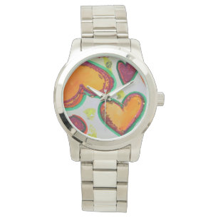 Relógio De Pulso Laugh Hearts Pink Bliss Colorful Art Custom Watch