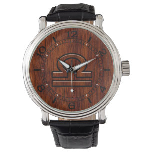 Relógio De Pulso Libra Zodiac - Símbolo do estilo Mahogany