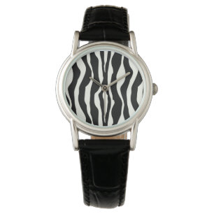 Relógio De Pulso Listras da zebra - preto e branco