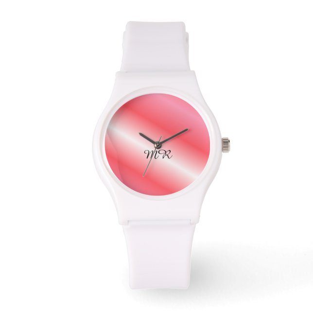 Relógio De Pulso Listras De Melão Com Iniciais (Frente)