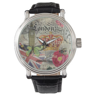 Relógio De Pulso London England Viagem Vintage Europe Art