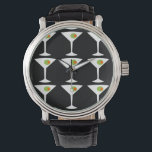 Relógio De Pulso Mantenha-os chegando ao Martini Watch (preto)<br><div class="desc">Este "Mantenha-os chegando Martini Watch" apresenta um fundo preto e a imagem em camadas de uma silhueta branca de um vidro martini. Dentro cada copo é uma azeitona verde gloriosa com um colorau laranja. Este é um relógio de pulso divertido para todos que desejavam ser personagem de um filme clássico....</div>