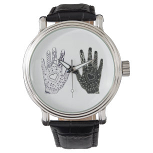 Relógio De Pulso Mãos Corações Desenhadas à Mão