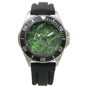 Relógio De Pulso Mármore Negro e Verde,