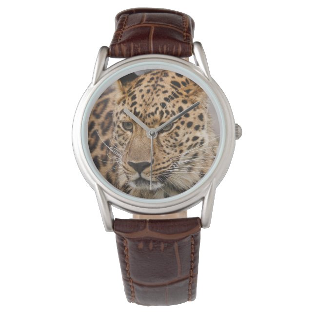 Relógio De Pulso Mens Classic Watch/Wildlife Leopard (Frente)