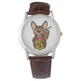 Relógio De Pulso Miniatura Pinscher Chocolate Min Pin Dog Watch