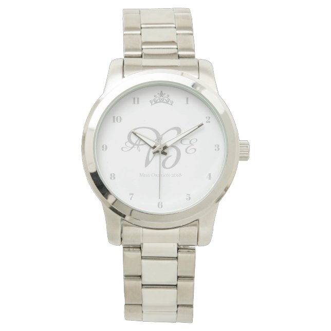 Relógio De Pulso Miss América & Pageant Rodeo Silver Crown Watch (Frente)