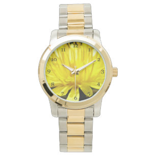 Relógio De Pulso Moda da macro-flor de dandelion amarelo
