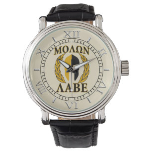 Relógio De Pulso Molon Labe Spartan Mask Laurels Beige Dial