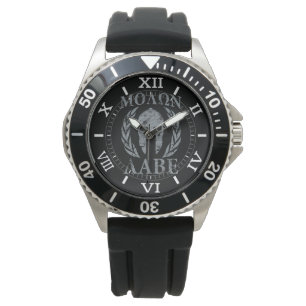 Relógio De Pulso Molon Labe Warrior Mask Laurels em Black Dial
