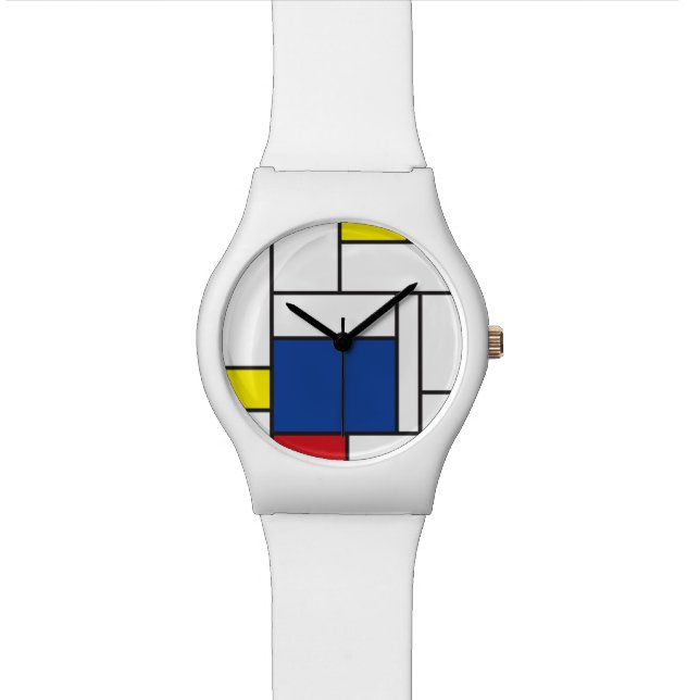 Relógio De Pulso Mondrian Minimalist Geométrico De Stijl Modern Art (Detalhe)