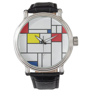Relógio De Pulso Mondrian Minimalist Geométrico De Stijl Modern Art
