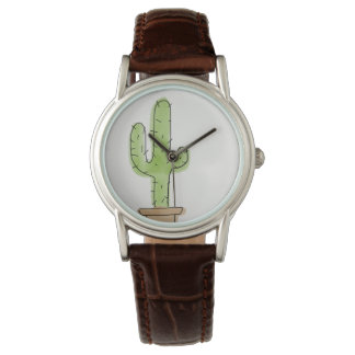 Relógio De Pulso Monitorização de Cactus com Aquarela Minimalista s