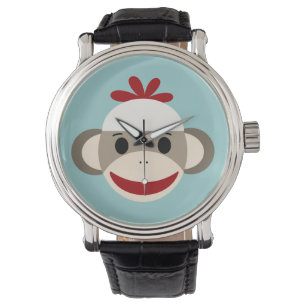 Relógio De Pulso Monkey Vintage Black Leather Strap