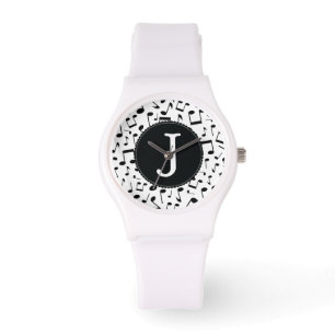 Relógio De Pulso Monograma J Music Notes Wrist Watch