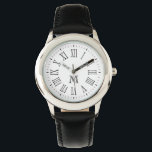 Relógio De Pulso Monograma romano preto<br><div class="desc">Roman, cara numérica simples e elegante. Personalize com seu monograma.</div>