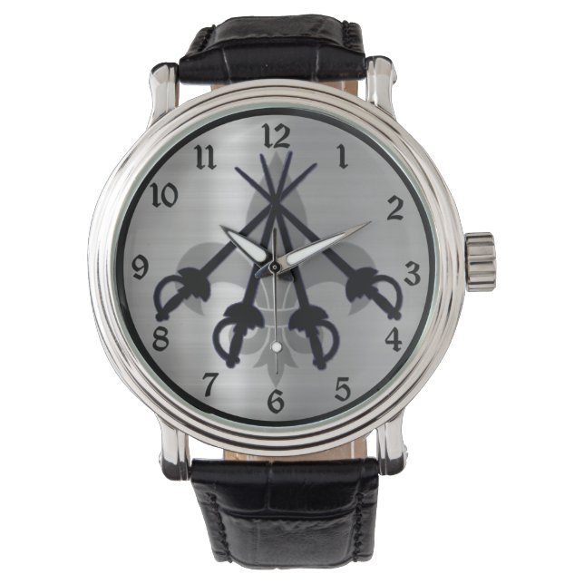 Relógio De Pulso Mosqueteiro Espadas Silver Wrist Watch (Frente)