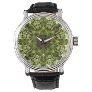 Relógio De Pulso Moss Caleidoscópio Vintage Couro Escuro
