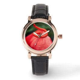 Relógio De Pulso Mostra fotografia uma flor vermelha