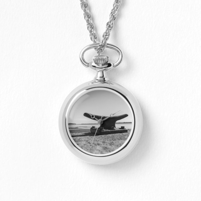 Relógio De Pulso Mostra tema marinho, preto e branco (Frente)