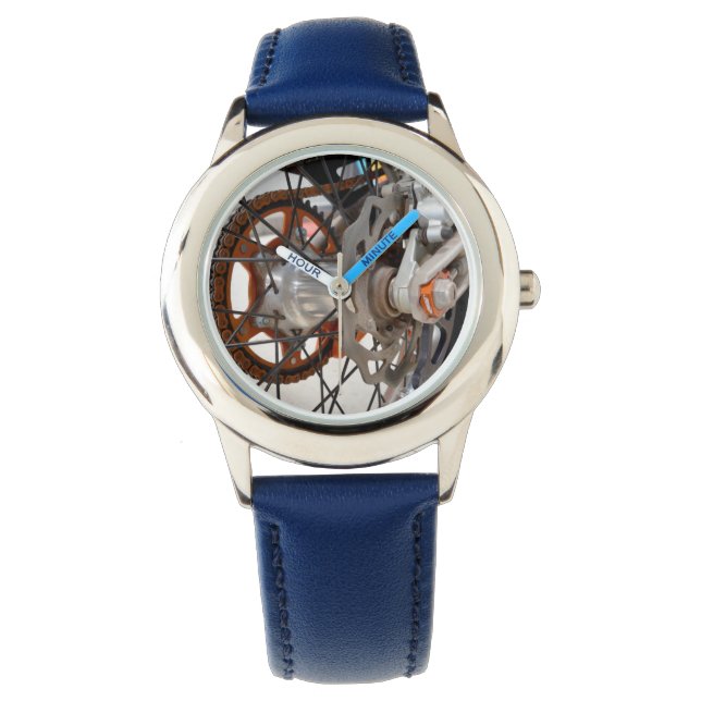 Relógio De Pulso Motorbike Back Wheels Leather Wristwatch (Frente)