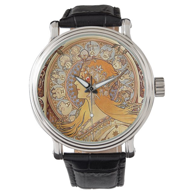 Relógio De Pulso Mucha Zodiac Wrist Watch (Frente)